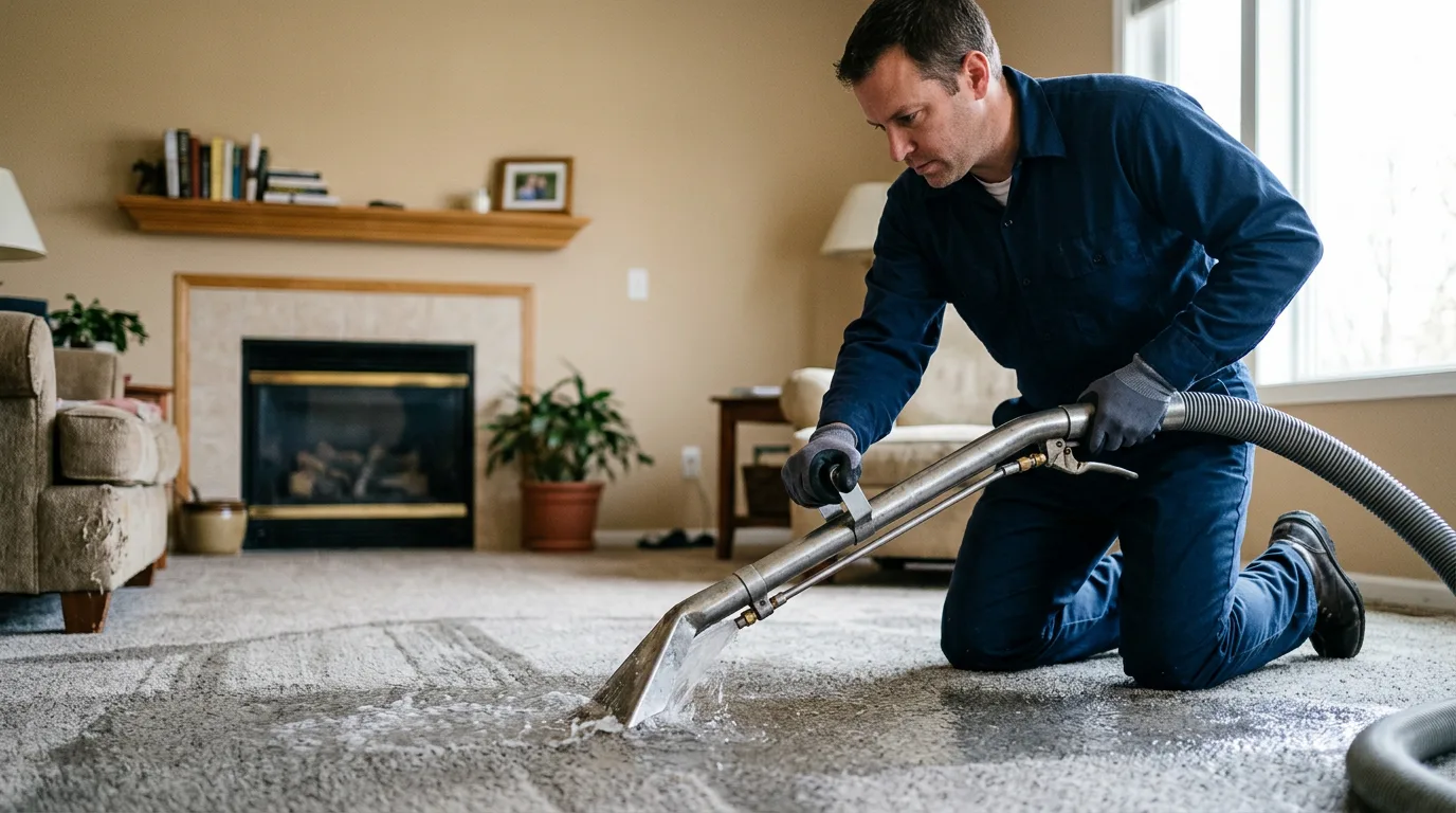 Water damage restoration technician working near Ford, KS